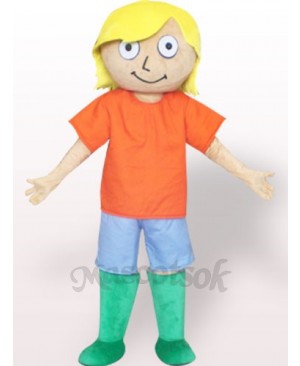 Yellow Hair Boy Plush Adult Mascot Costume