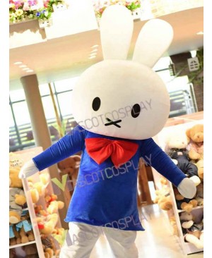 Easter Bunny Rabbit in Blue Dress Mascot Costume