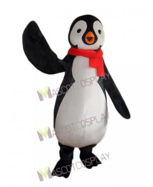 New Penguin with Red Scarf Mascot Costume