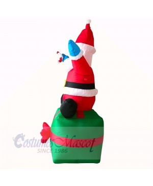 6ft Christmas Inflatable Santa Claus Sitting On Gift Box Outdoor Indoor Holiday Decoration Yard Lawn Home Outside Art Decor