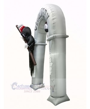 8ft Inflatable Large Arch with Grim Reaper with LED Lights Holiday Archway Decoration Outdoor Yard Lawn Art Decor