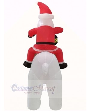 6ft Inflatable Santa Clause Riding Polar Bear with Lantern Light Christmas Holiday Decoration Outdoor Yard Lawn Art Decor