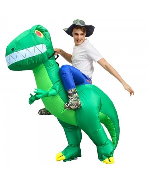 T-Rex Carry me Ride on Inflatable Costume Dinosaur with Big Teeth Blow up Jumpsuit for Adult/Kid