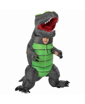Gray T-Rex Dinosaur Inflatable Costume Air Blow up Party Suit for Adult/Kid