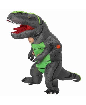 Gray T-Rex Dinosaur Inflatable Costume Air Blow up Party Suit for Adult/Kid