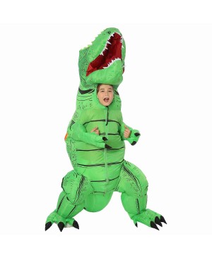 Green T-Rex Dinosaur Inflatable Costume Air Blow up Party Suit for Adult/Kid