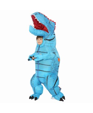 Blue T-Rex Dinosaur Inflatable Costume Air Blow up Party Suit for Adult/Kid