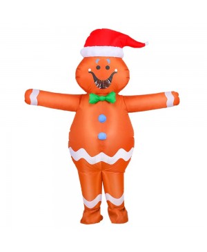 Gingerbread Man Inflatable Costume Blow up Halloween Christmas Bodysuit for Adult