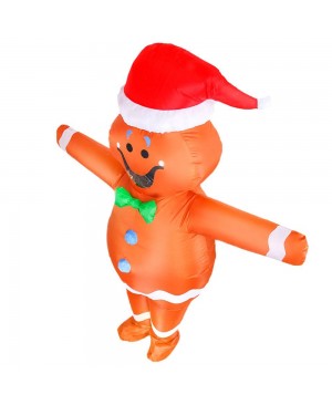 Gingerbread Man Inflatable Costume Blow up Halloween Christmas Bodysuit for Adult