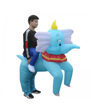 Blue Elephant Carry me Ride on Inflatable Costume Halloween Christmas for Adult