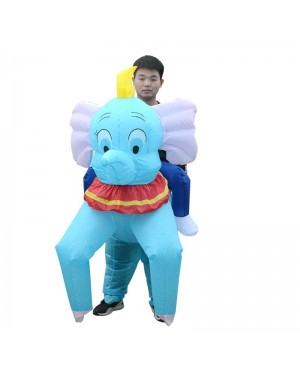 Blue Elephant Carry me Ride on Inflatable Costume Halloween Christmas for Adult