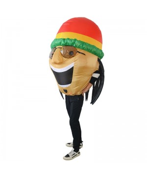 Jamaican Singer Inflatable Costume Halloween Christmas Fancy Blow up Suit for Adult Yellow Skin