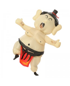Sumo Inflatable Costume Halloween Christmas Fancy Blow up Fat Suit for Adult White Skin