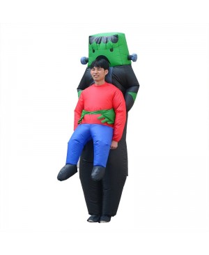 Robot Alien Carry me Inflatable Costume Green Robot Halloween Christmas Bodysuit for Adult