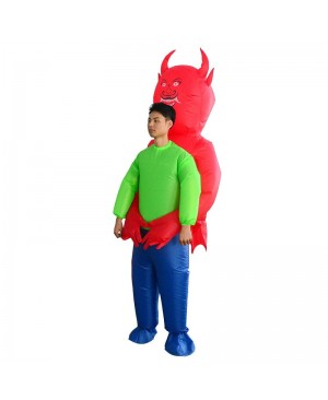 Red Devil Demon Monster Carry me Inflatable Costume Halloween Christmas Costume for Adult