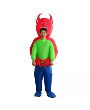 Red Devil Demon Monster Carry me Inflatable Costume Halloween Christmas Costume for Adult