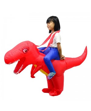 Red Dinosaur with Big Head Carry me Ride on Inflatable Costume Halloween Christmas for Adult/Kid