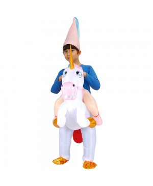 Unicorn with Rainbow Tail Carry me Ride on Inflatable Costume Jumpsuit for Adult/Kid