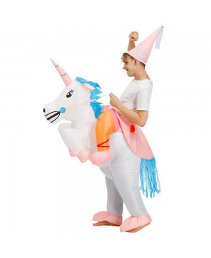 Unicorn with Pink Corn Carry me Ride on Inflatable Costume Jumpsuit for Adult/Kid