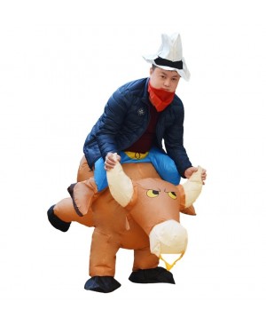 Brown Cow Carry me Ride on Inflatable Costume Halloween Xmas for Adult/Kid