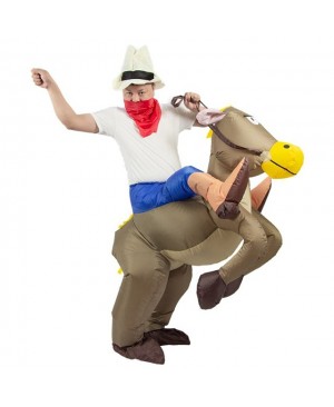 Brown Horse Carry me Ride on Inflatable Costume Halloween Xmas for Adult/Kid