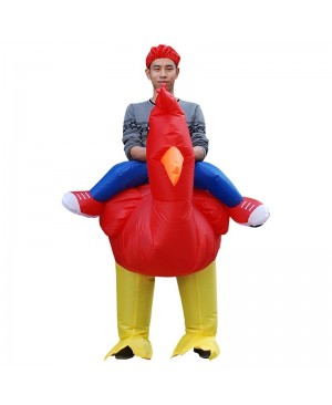 Red Chicken Carry me Ride on Inflatable Costume Fancy Dress Cosplay Costume for Adult 