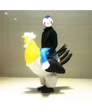 White Rooster Cock Carry me Ride on Inflatable Costume Halloween Christmas Costume for Adult