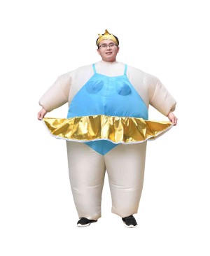 Ballerina Inflatable Costume Tiara Crown Halloween Christmas Costume for Adult Blue