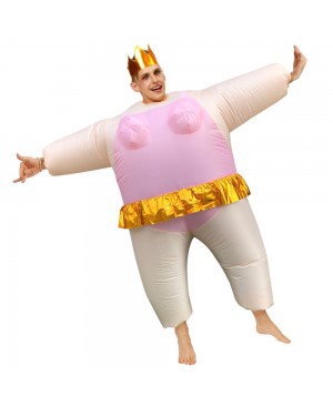 Ballerina Inflatable Costume Tiara Crown Halloween Christmas Costume for Adult Pink