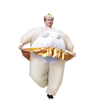 Ballerina Inflatable Costume Tiara Crown Halloween Christmas Costume for Adult White