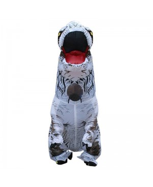 White Tyrannosaurus T-Rex Dinosaur Inflatable Costume Halloween Xmas for Adult/Kid