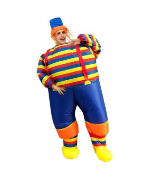 Clown with Striped Clothes Inflatable Costume Halloween Christmas Jumpsuit for Adult