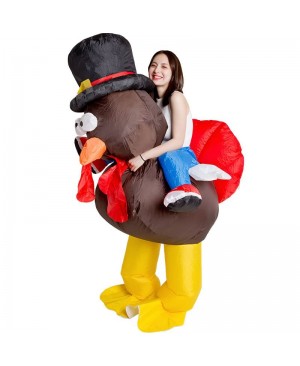 Turkey with Red Tail Carry me Ride on Inflatable Costume Thanksgiving Day for Adult