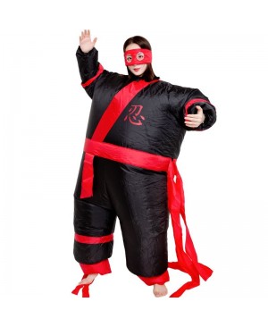 Black Japanese Ninja Inflatable Costume Halloween Christmas Jumpsuit for Adult