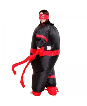 Black Japanese Ninja Inflatable Costume Halloween Christmas Jumpsuit for Adult