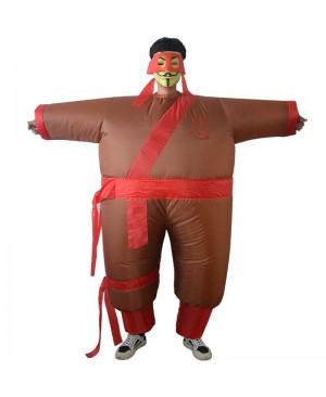 Brown Japanese Ninja Inflatable Costume Halloween Christmas Jumpsuit for Adult