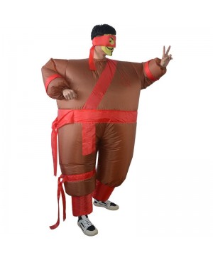 Brown Japanese Ninja Inflatable Costume Halloween Christmas Jumpsuit for Adult