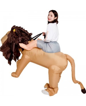 Brown Lion Carry Me Ride on Inflatable Costume Fancy Dress Cosplay Costume