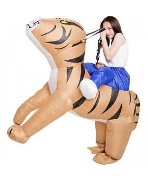 Tiger Carry Me Ride on Inflatable Costume Halloween Xmas Costume for Adult