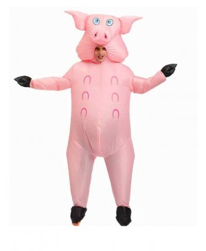 Pink Pig Inflatable Halloween Christmas Holiday Blow Up Costumes for Adults