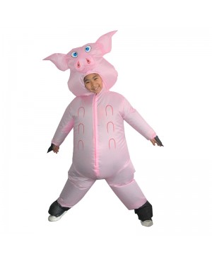 Pink Pig Inflatable Halloween Christmas Holiday Blow Up Costume for Kid