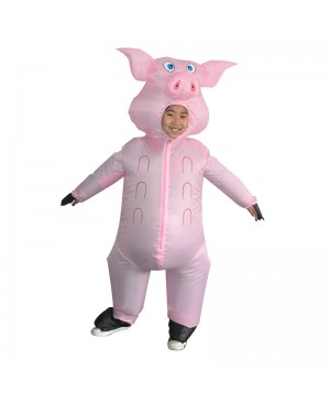 Pink Pig Inflatable Halloween Christmas Holiday Blow Up Costume for Kid