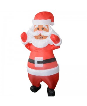 Santa Claus with White Belt Inflatable Costume Halloween Christmas Costume for Adult 