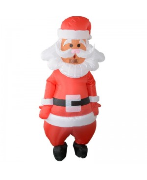 Santa Claus with White Belt Inflatable Costume Halloween Christmas Costume for Adult 