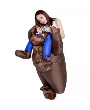 Gorilla Carry me Ride on Inflatable Costume Monkey Orangutan Gibbon Chimp Costume for Adult Blue