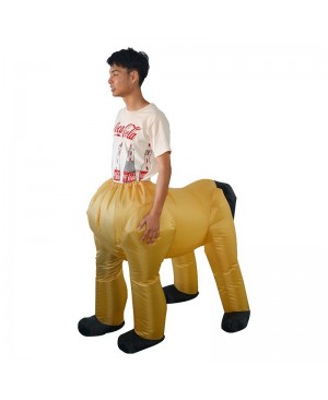 Yellow Centaur Half-man Half-horse Inflatable Costume Halloween Christmas Holiday Costume for Adult