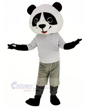 Cute Panda with Gray Coat Mascot Costume Animal