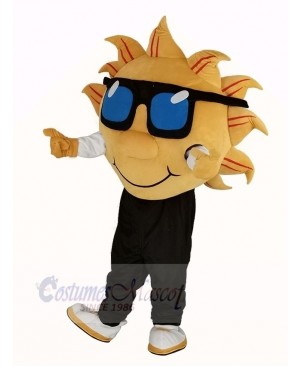 Yellow Sunshine with Sunglasses Mascot Costume