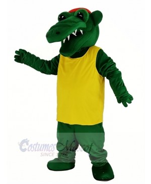 Tuff Gator with Yellow T-shirt Mascot Costume Animal