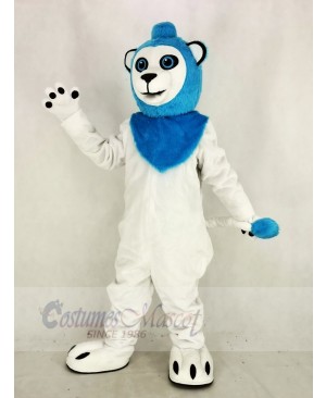 White Lion Blue Haired Mascot Costume Animal